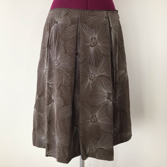 Talbots Brown Floral Silk Skirt - Picture 1 of 8